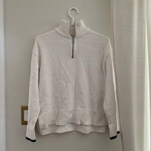 Women's White Quarter Zip Sweater